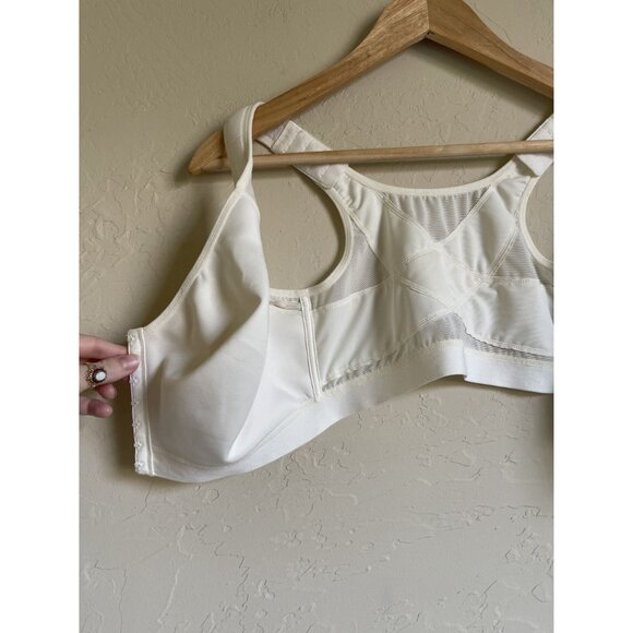 DELMIRA 34G Cream Ivory Bra Unlined Front Closure X-Shape Back Posture Wireless - Picture 7 of 9